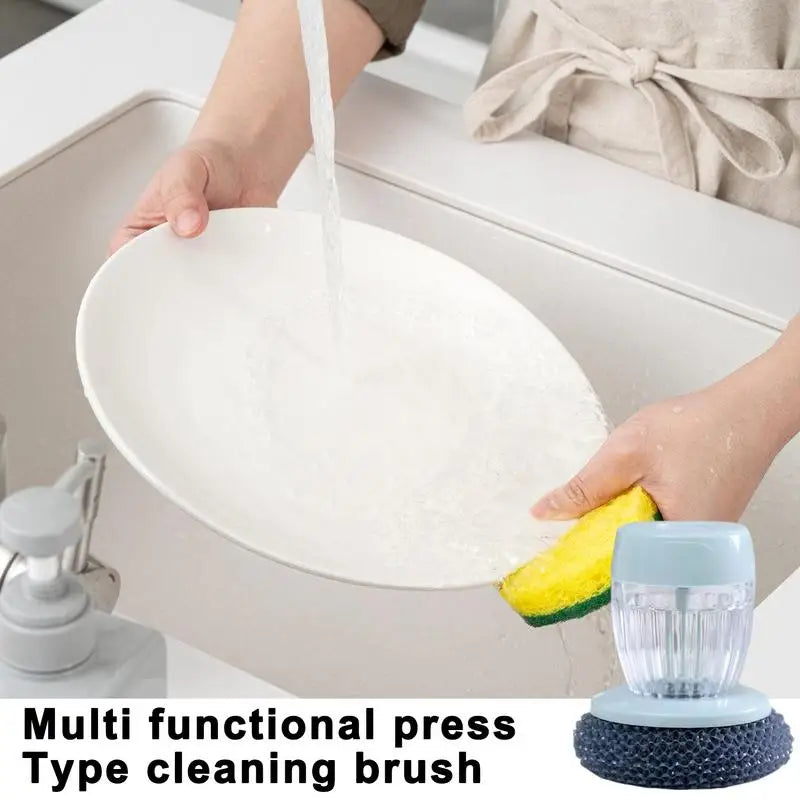 Soap Dispensing Palm Brush Dish Scrubber Brush with Soap Dispenser Portable Soap Dispenser Brush Cleaning Brush for Dish Pot Pan