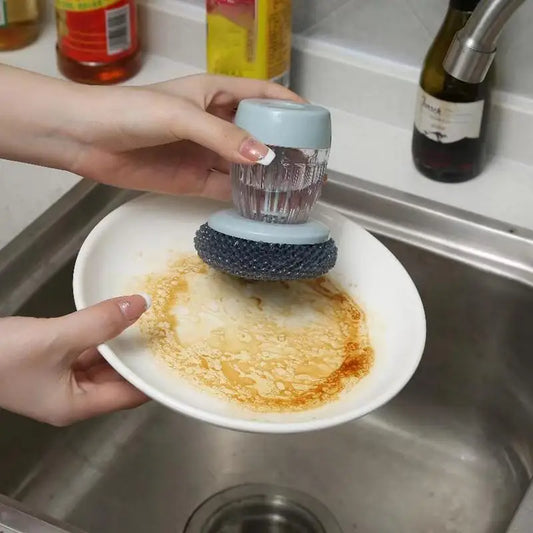 Soap Dispensing Palm Brush Dish Scrubber Brush with Soap Dispenser Portable Soap Dispenser Brush Cleaning Brush for Dish Pot Pan