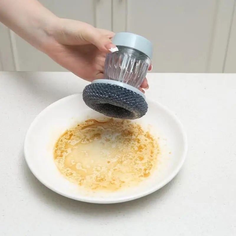Soap Dispensing Palm Brush Dish Scrubber Brush with Soap Dispenser Portable Soap Dispenser Brush Cleaning Brush for Dish Pot Pan